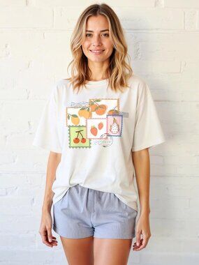Retro Fruit Graphic Tee 🍊🍓🌼 | Boho Summer Aesthetic T-Shirt